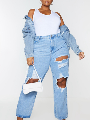 Prettylittlething Plus Light Wash Distressed...