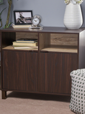 Nicholas 2 Shelf Cabinet Walnut + Sanremo Oak Brown - Christopher Knight Home