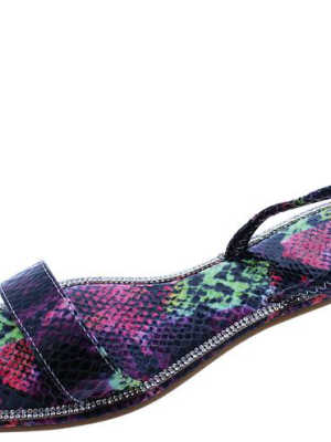 Ashley113 Purple Snake Dual Strap Open Toe Flat Slide Sandal