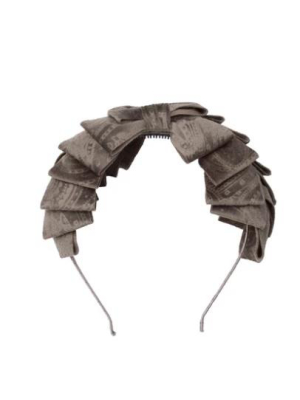 Project 6 Paisley Pleated Headband - Grey Velvet