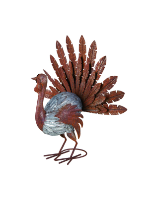 Transpac Metal 21 In. Multicolor Fall/harvest Rustic Turkey Decor