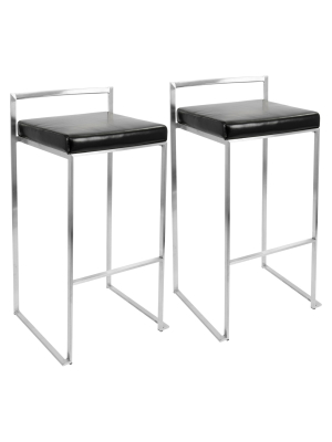 Set Of 2 30" Fuji Stacker Barstools Metal/black - Lumisource