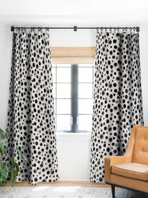 Ninola Design Polka Dots Bw Single Panel Blackout Window Curtain By Deny Designs.