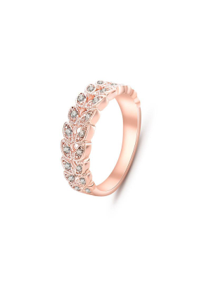 Rose Gold Diamond Leaf Ring