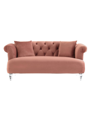 Elegance Contemporary Loveseat Sofa Blush/acrylic - Armen Living