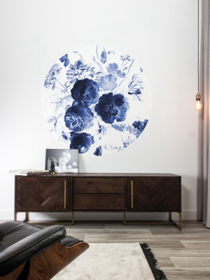 Small Wallpaper Circle In Royal Blue Flowers 001 By Kek Amsterdam