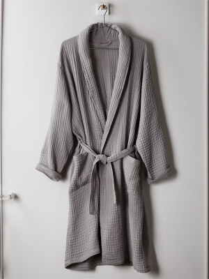 Cotton Gauze Lightweight Grey Bath Robe