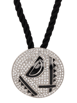 Black Enamel Deco Pendant Necklace