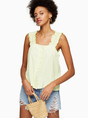 Tall Lime Green Button Frill Cami