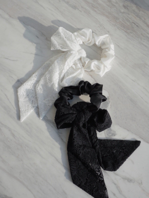 Lace-trimmed Silk-satin Scrunchies