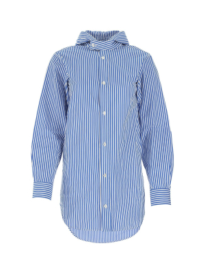 Plan C Striped Hooded Buttoned Shirt