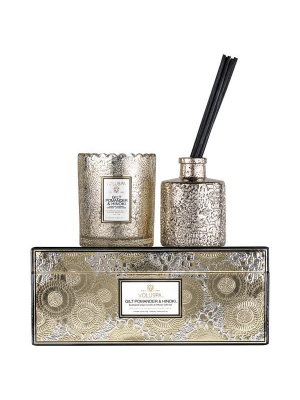 Gilt Pomander & Hinoki Candle And Diffuser Gift Set