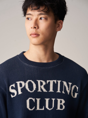 "sporting Club" Jacquard Sweater- Navy