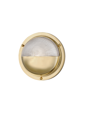 Hudson Valley Lighting Hughes Sconce - Aged Brass & Clear Prismatic