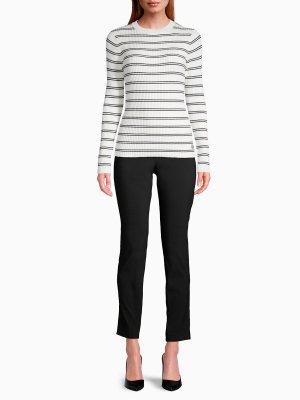 Striped Ribbed Knit Sweater