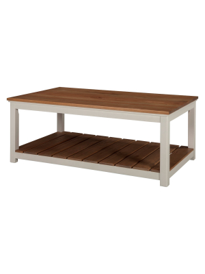 Savannah 45"w Coffee Table Ivory With Natural Wood Top - Bolton Furniture