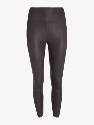 Anthracite Leather Capri Legging