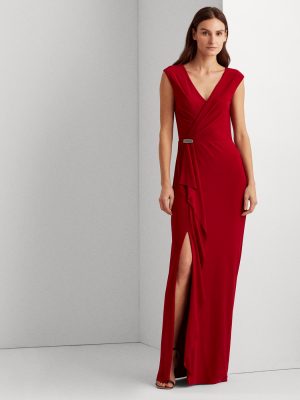 Ruffle-trim Jersey Gown