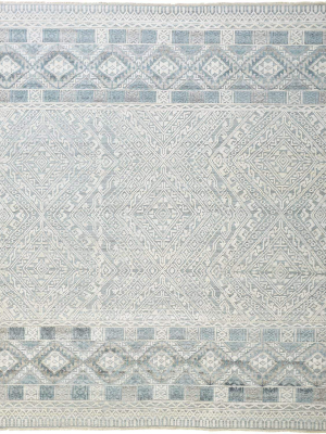 Feizy Payton Geometric Tribal Rug - Aqua Blue & Gray - Available In 9 Sizes