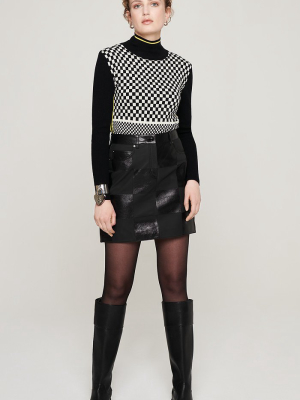 Leather Checkerboard Skirt