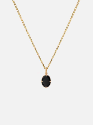 Portal Pendant Necklace, 14k Gold/black