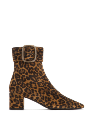 Saint Laurent Joplin Leopard Printed Boots