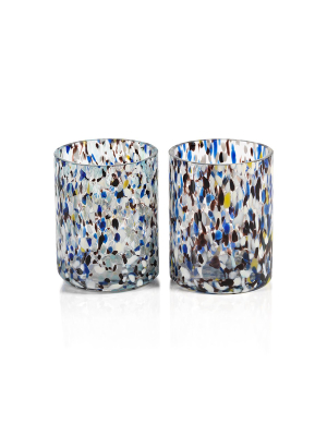 Amalfi Glass Tealight Candle Holder, Set Of 2