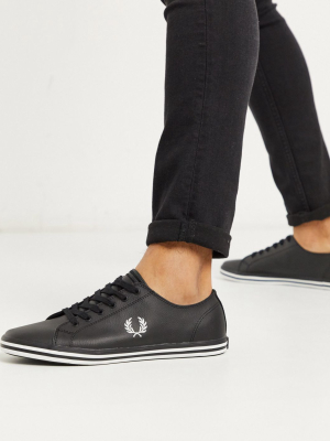 Fred Perry Kingston Leather Plimsolls In Black