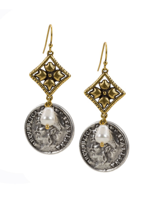 World Coin Double Caged Floret Italiana Earrings