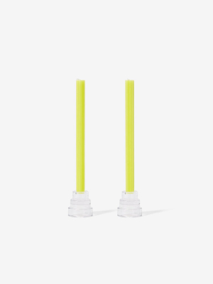 Pair Of Dusen Dusen Taper Candles - Yellow