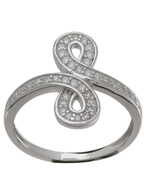 Women's Infinity Ring With Clear Pave Cubic Zirconia In Sterling Silver - Clear/gray (size 7)