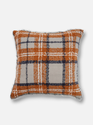 20"x20" Plaid Boucle Faux Fur Throw Pillow - Evergrace