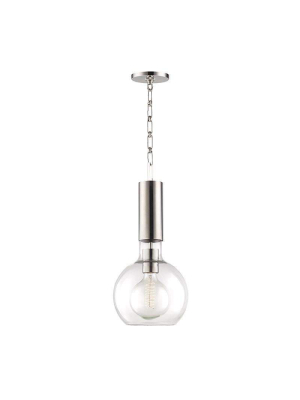 Raleigh 1 Light Small Pendant Polished Nickel