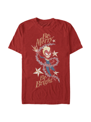 Men's Marvel Christmas Captain Marvel Merry & Bright T-shirt