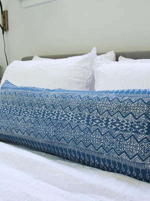 Batik Extra Long Lumbar Pillow - Blue #1 - 14x36
