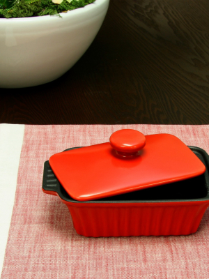 Crock Pot Denhoff 8.5in Ribbed Casserole With Lid In Red