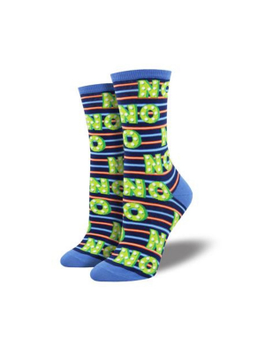 Novelty Socks 9.0" No Blue Graphic Cotton Crew Socksmith - Socks