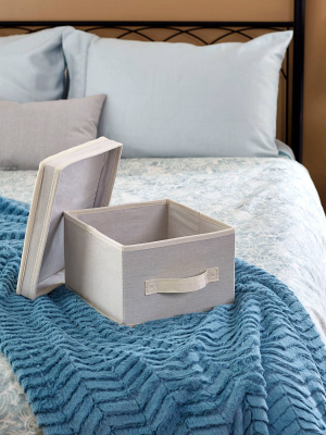 Household Essentials Canvas Cube Storage Box Natural Medium