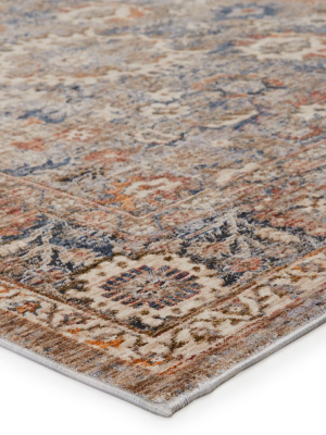 Inari Oriental Light Taupe & Blue Rug