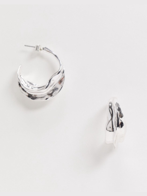 Weekday Trine Sculptural Hoop Earrings In Silver