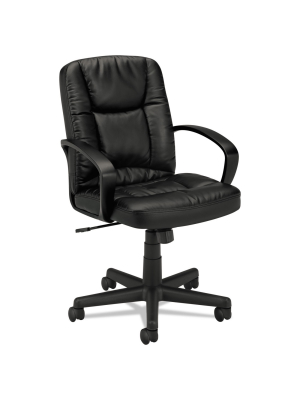 Basyx Vl171 Series Executive Mid-back Chair Black Leather Vl171sb11