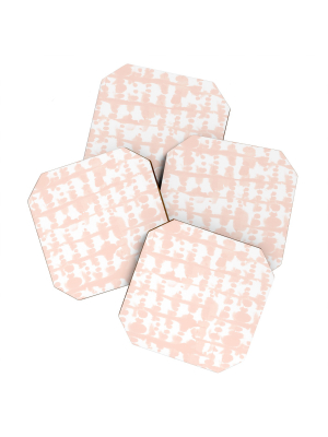 Jacqueline Maldonado Parallel Pale Peach Coaster Set - Deny Designs