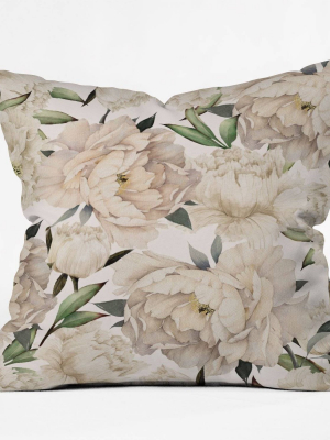 18"x18" Nadja Peonies Pattern Square Throw Pillow - Deny Designs