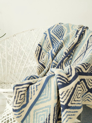 Happy Habitat Diamond Stripes Throw - Blues