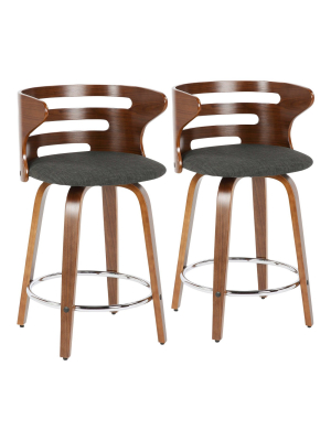 Set Of 2 Cosini Mid-century Modern Counter Height Barstools With Swivel - Lumisource