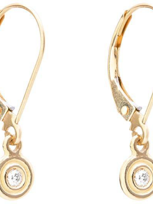 Double Ring Dangle Earrings With Diamond