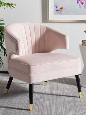 Stazia Wingback Accent Chair Pale Pink/black - Safavieh