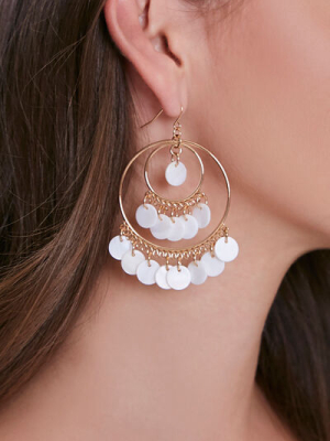 Faux Pearl Drop Hoop Earrings