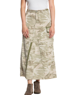 Military Long Skirt - White Camo