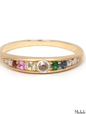 Gold Tapered Rainbow Gemstone Ring